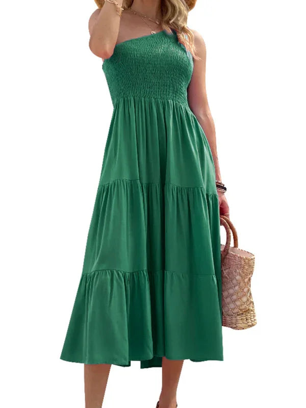 Romantic Strapless Cotton Midi Dress