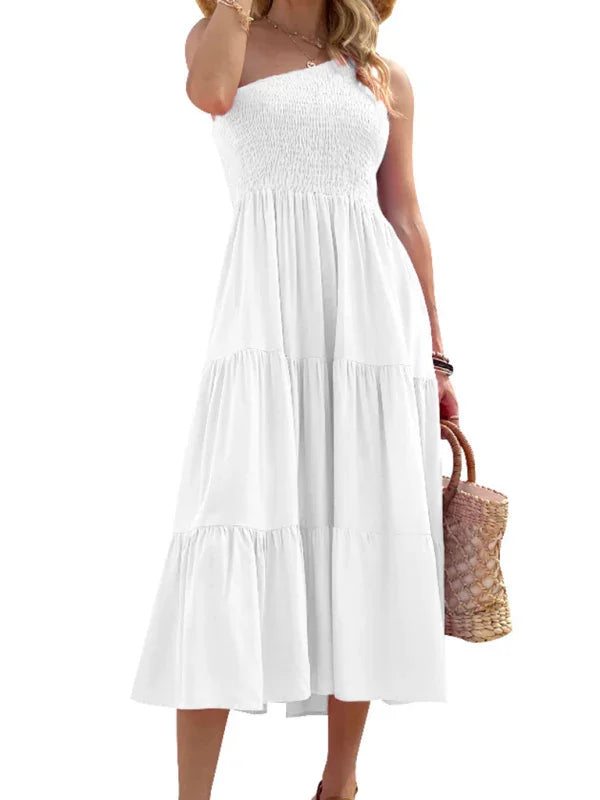 Romantic Strapless Cotton Midi Dress