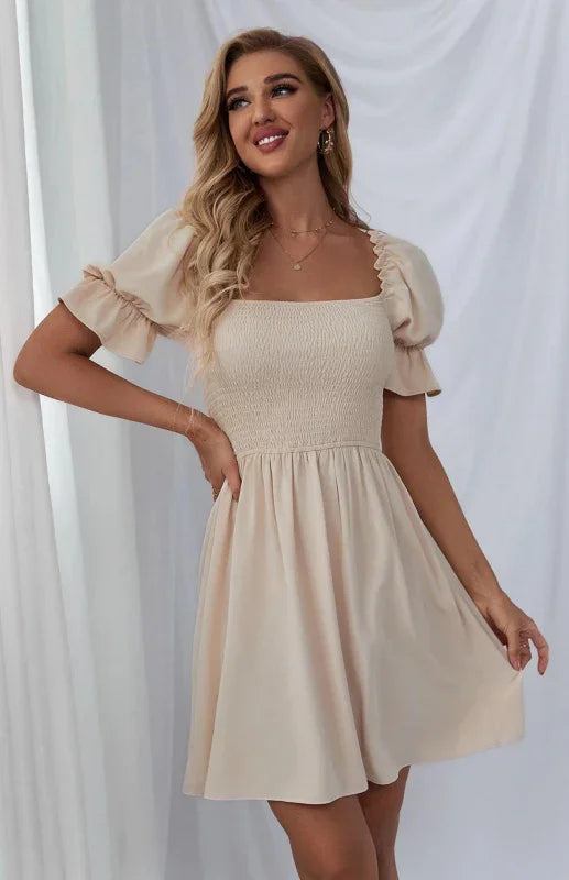 Romantic White Chiffon Empire Waist Mini Dress