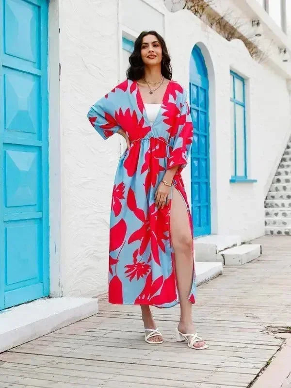 Romantic Yellow Floral Chiffon Maxi Dress