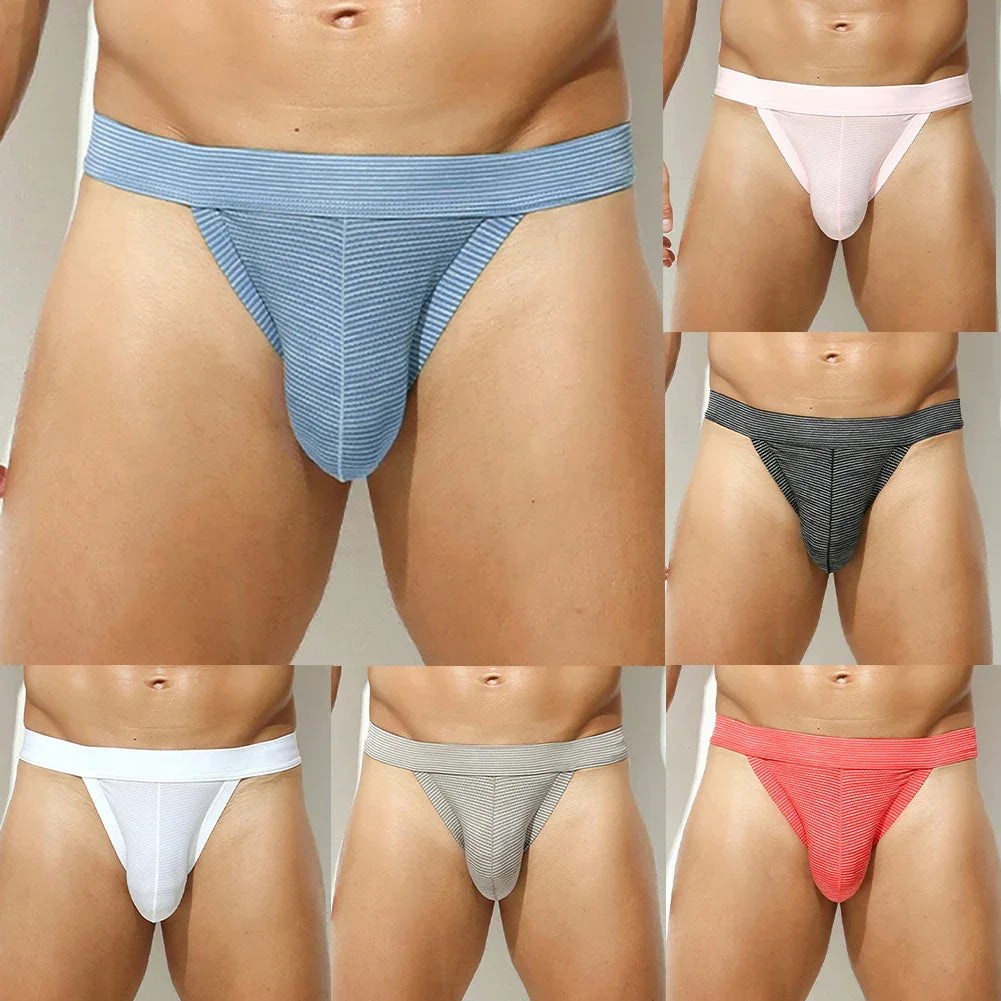 String taille basse élastique pour homme, culotte absorbante et élastique avec poche arrière en T