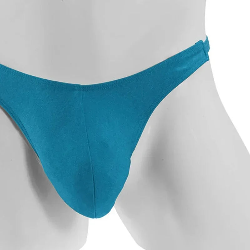 String sans coutures en forme de V pour homme, sous-vêtement avec poche pour pénis