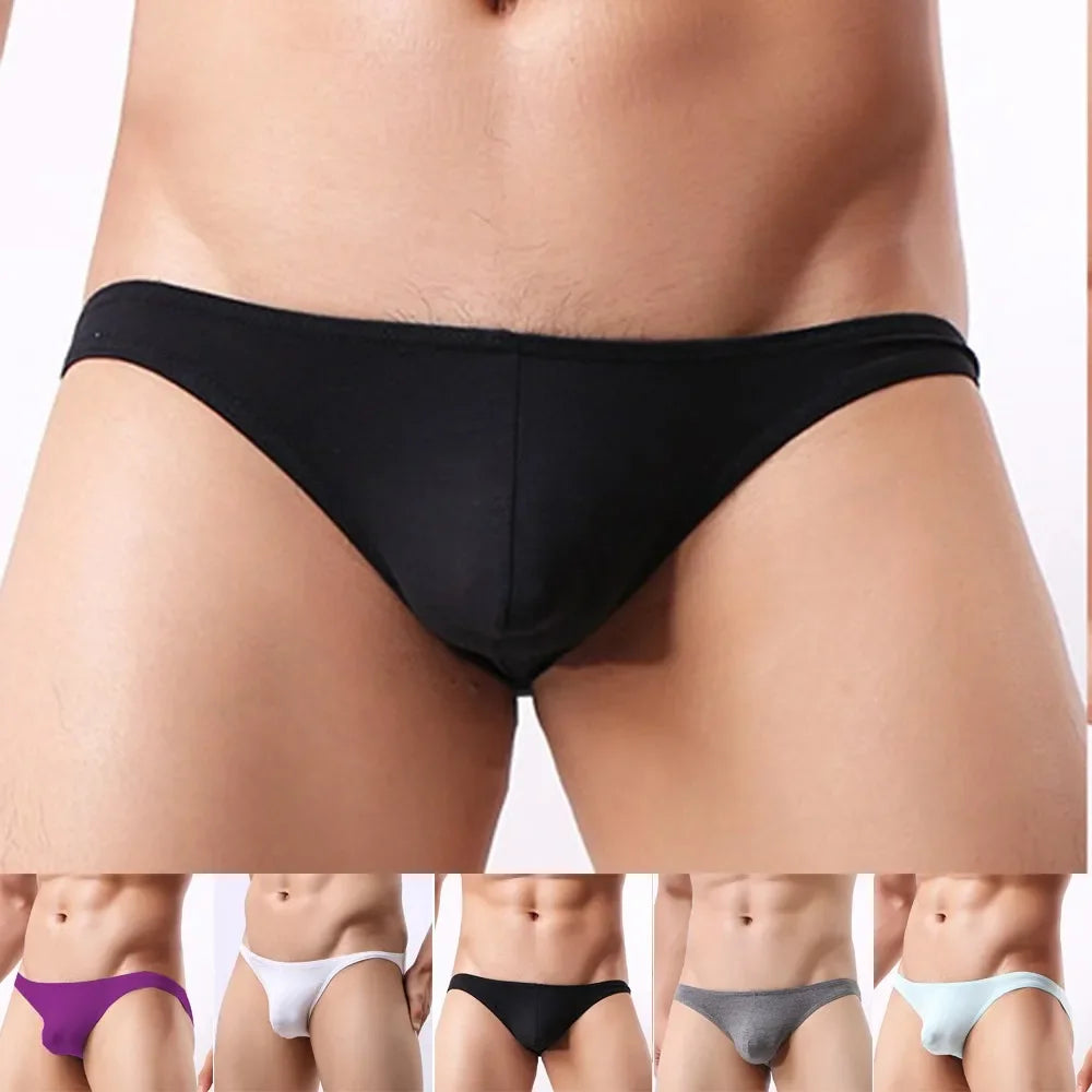 Men's Sexy Low Waist Briefs Soft Elastic Panties Solid Underpants Bulge Pouch Underwear Man Breathable Seamless Bikini Lingerie