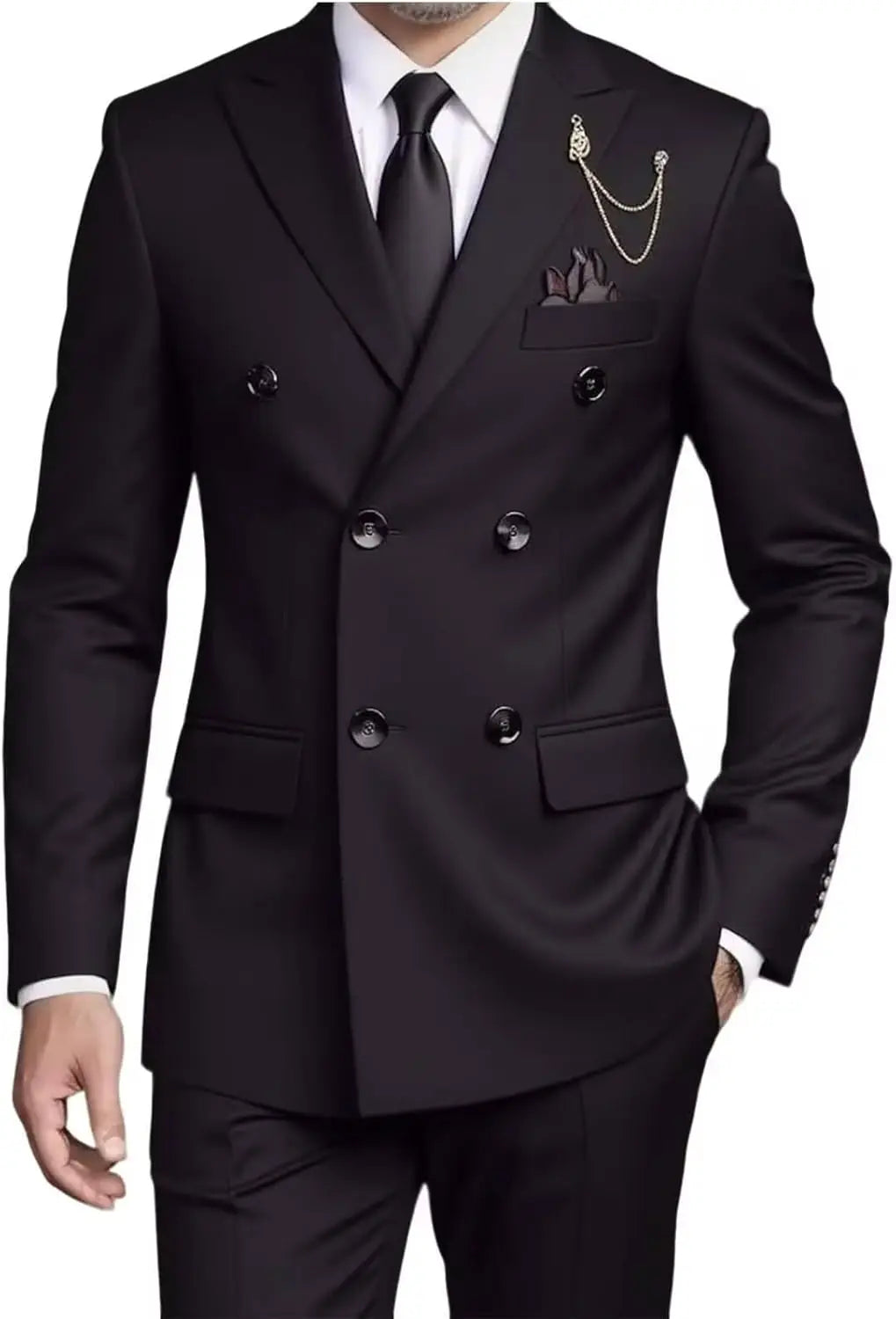 Men's Double Breasted Wedding Suit – 3 Piece Groom Set