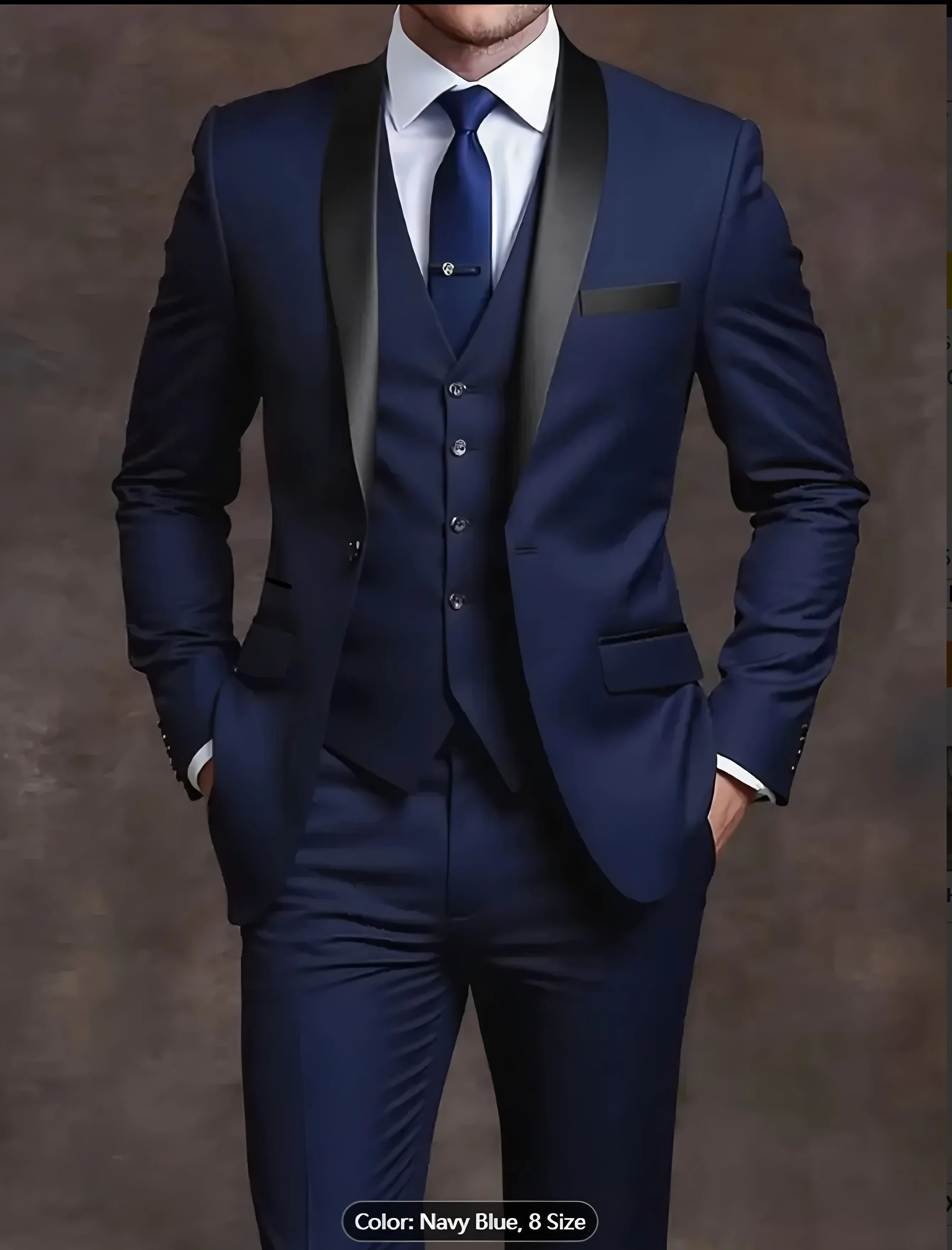 Men's Solid Color Formal Three Piece Suit