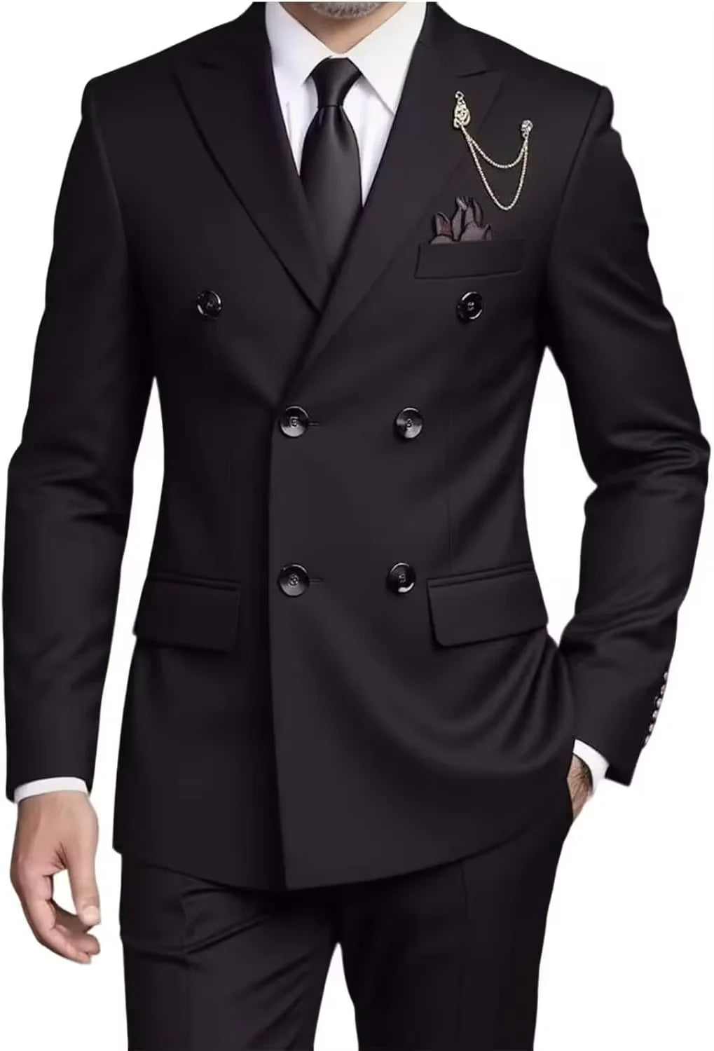 Men's Double Breasted Wedding Suit – 3 Piece Groom Set