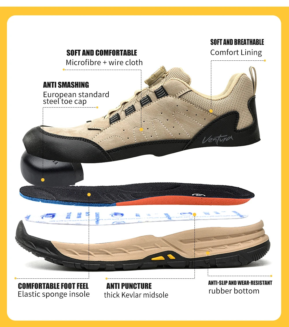 Unisex Sneakers - Low-Top Unisex Safety Sneakers - Lace-Up All-Season Shoes