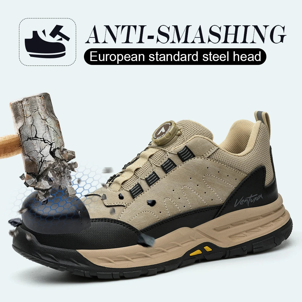 Unisex Sneakers - Low-Top Unisex Safety Sneakers - Lace-Up All-Season Shoes