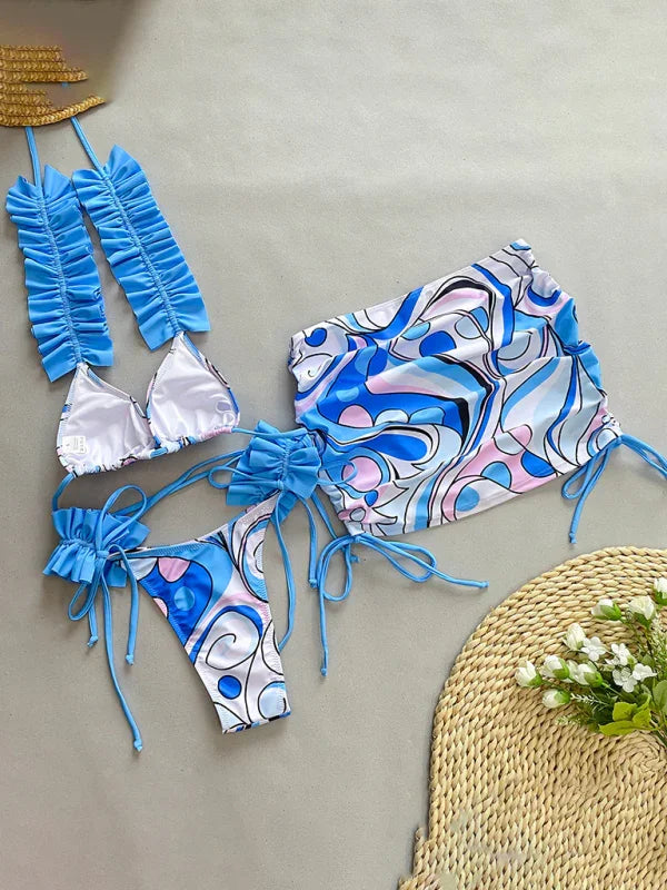 Women Abstract Triangle Bikini Set