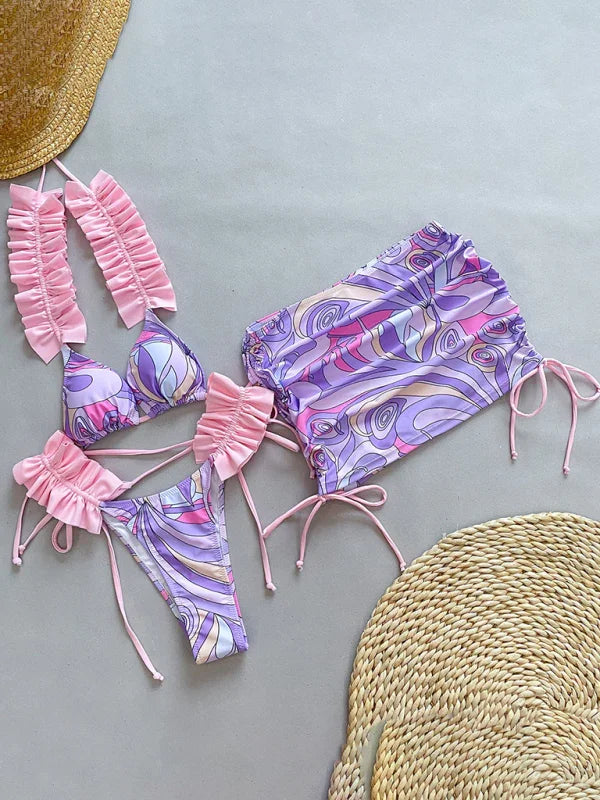 Women Abstract Triangle Bikini Set