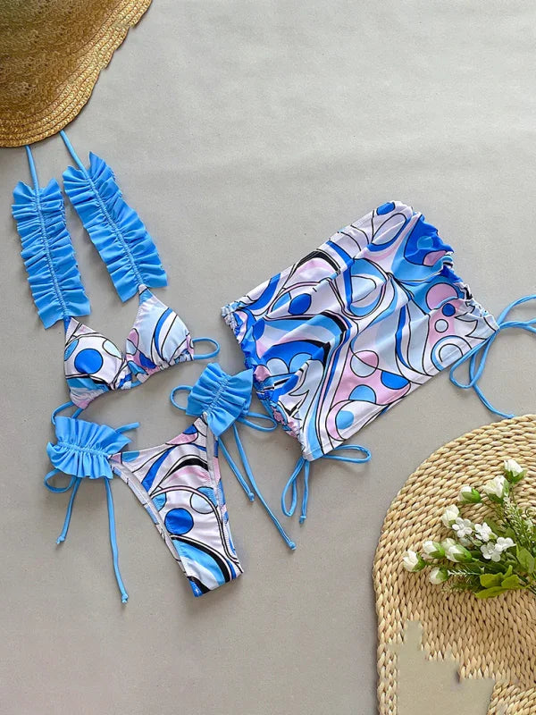 Women Abstract Triangle Bikini Set