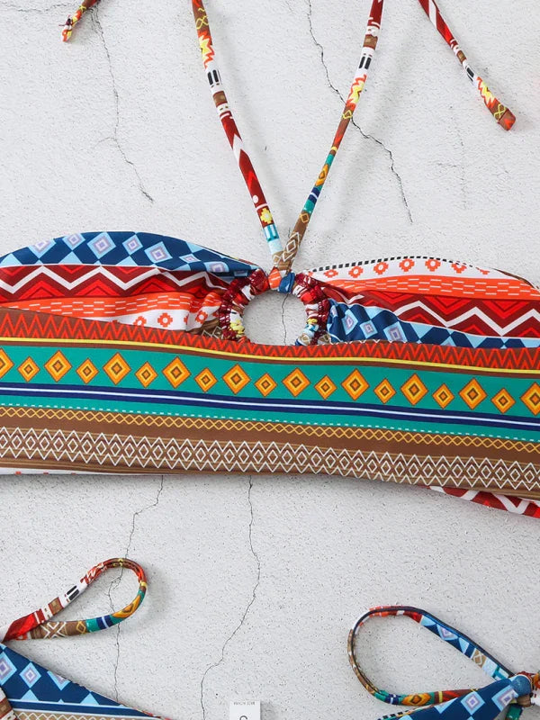 Ensemble de bikini dos nu bohème pour femme