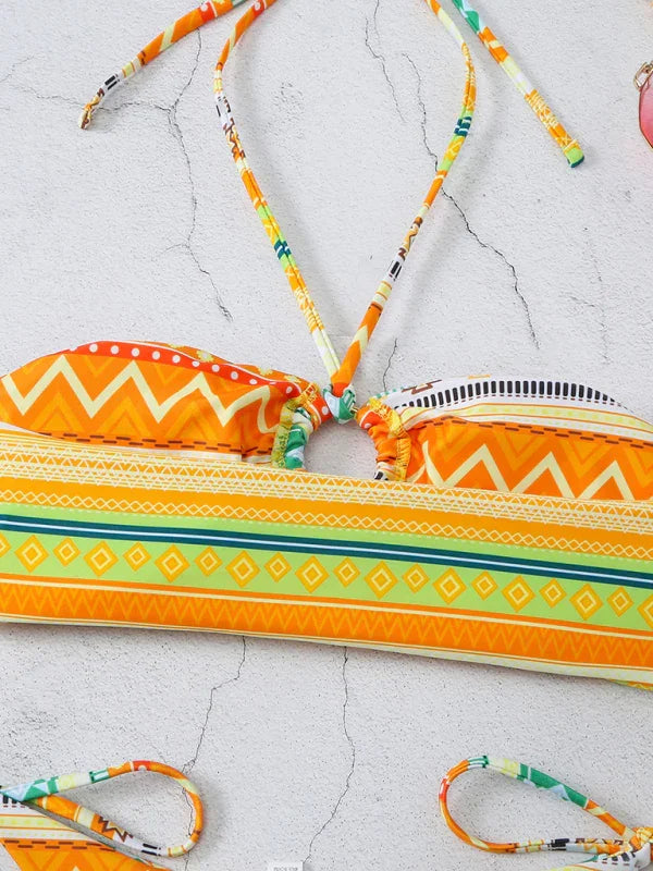 Ensemble de bikini dos nu bohème pour femme