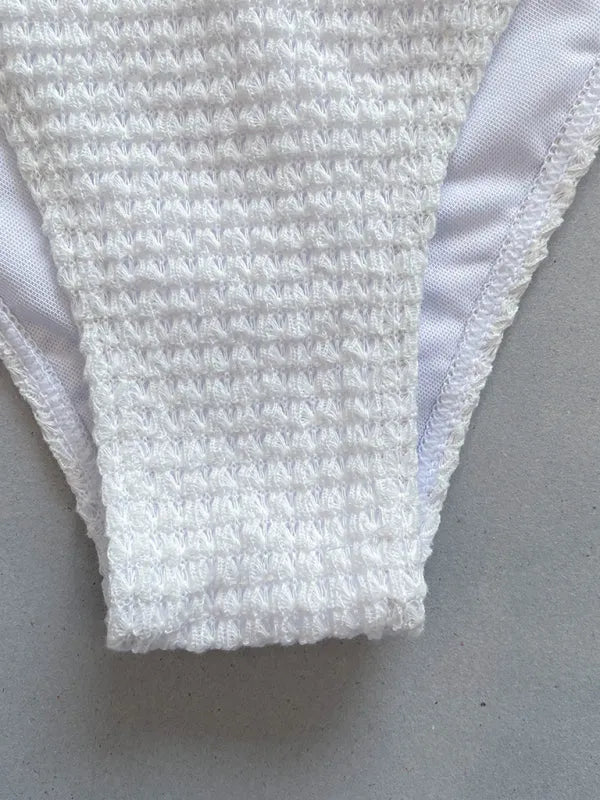 Women Floral White Bandeau Bikini Set