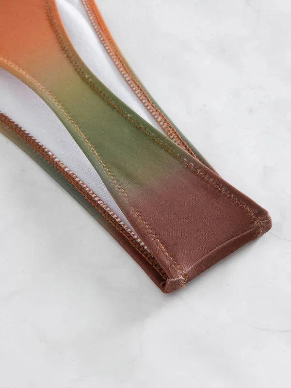 Women Red Orange Bralette Bikini Set