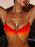 Women Red Orange Bralette Bikini Set