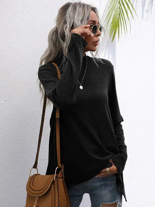 Women’s Black Turtleneck Pullover Sweater – Relaxed Fit