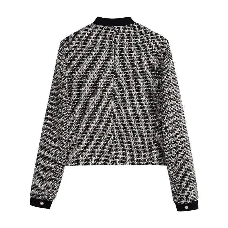 Women’s Bow Tweed Blazer Jacket Formal Style fashion image