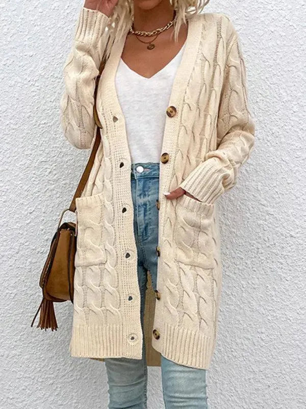 Women’s Cable Knit Longline Cardigan Sweater – Cozy Twist Knit