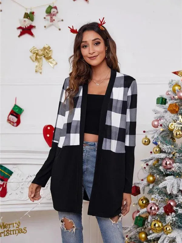Women’s Christmas Print Longline Cardigan Sweater – Winter Knit