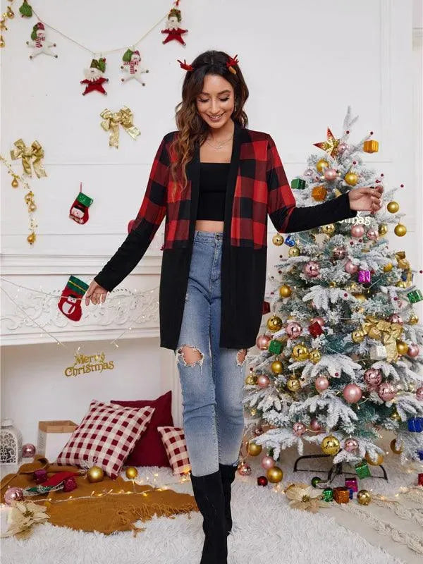 Women’s Christmas Print Longline Cardigan Sweater – Winter Knit