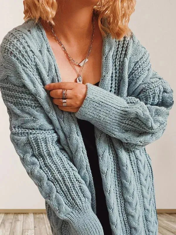 Women's Dropped Sleeve Longline V-Neck Cardigan Sweater