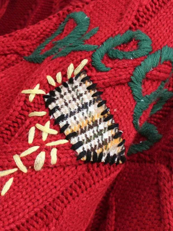 Women’s Embroidered Cropped Cardigan Sweater – V-Neck