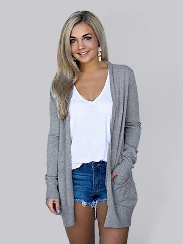 Women’s Lightweight Longline Cardigan Sweater – V-Neck