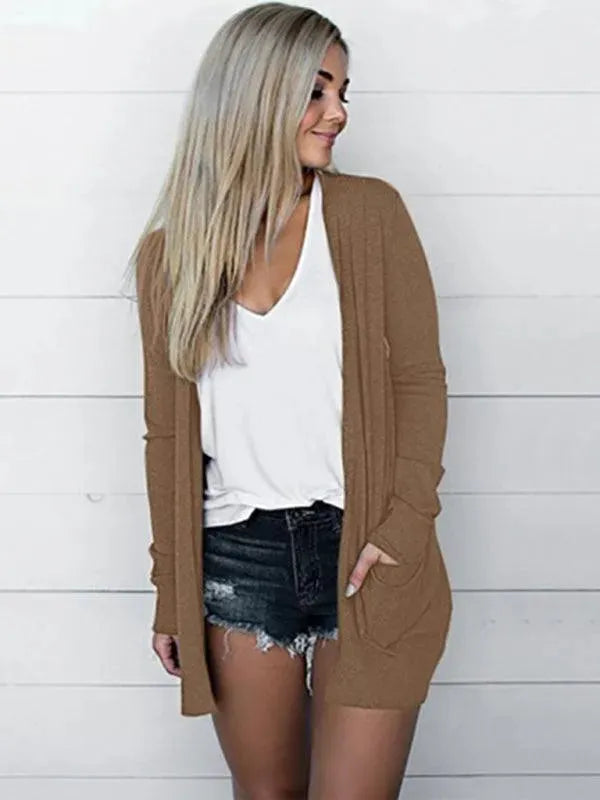Women’s Lightweight Longline Cardigan Sweater – V-Neck