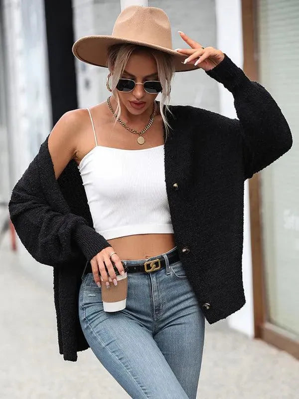 Women's Lightweight V-Neck Button Cardigan Sweater