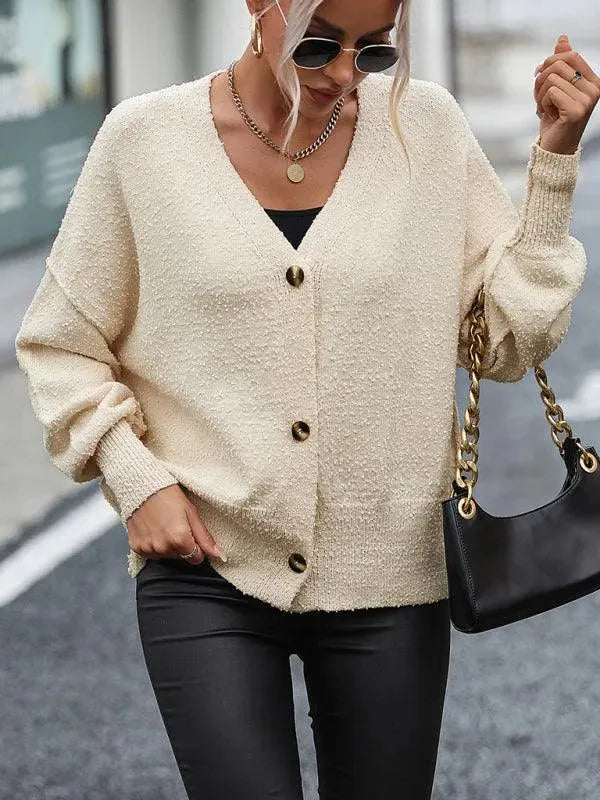 Women's Lightweight V-Neck Button Cardigan Sweater