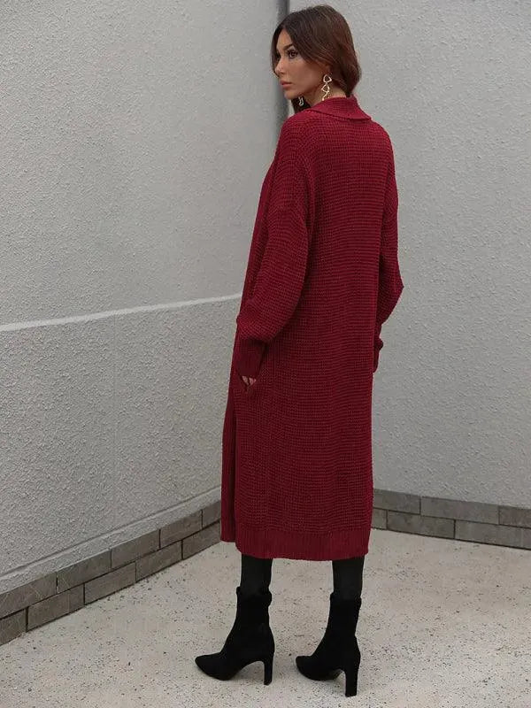 Women’s Longline Slip-On Cardigan Sweater – Relaxed V-Neck Layer