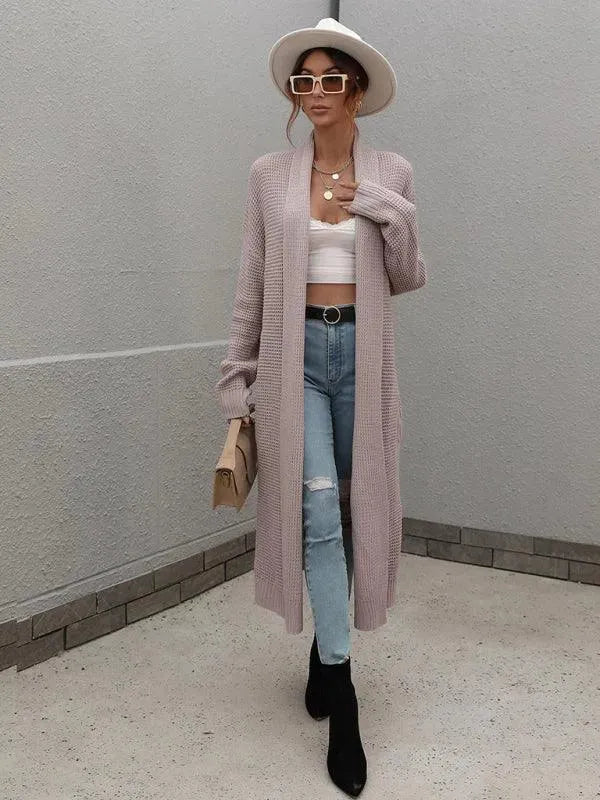 Women’s Longline Slip-On Cardigan Sweater – Relaxed V-Neck Layer