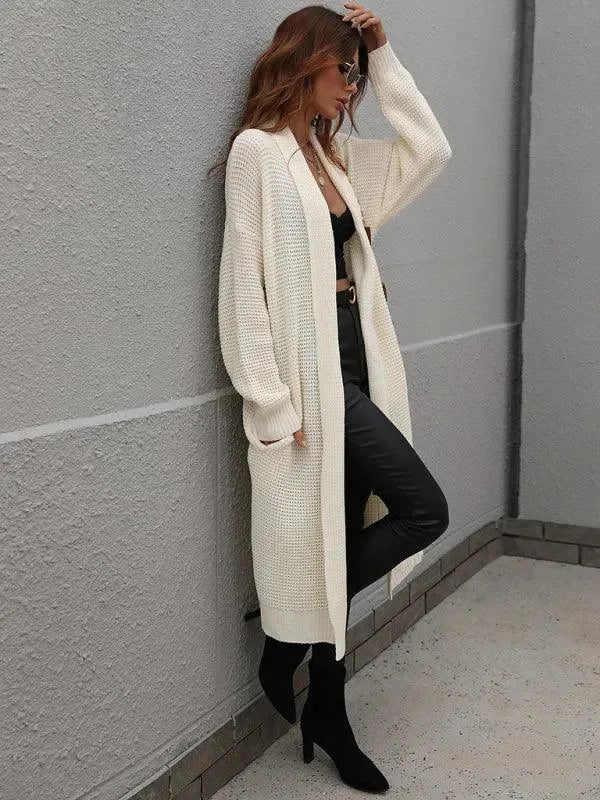 Women’s Longline Slip-On Cardigan Sweater – Relaxed V-Neck Layer