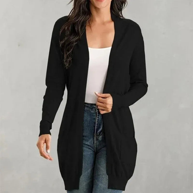 Women's Longline V-Neck Slip-On Cardigan Sweater