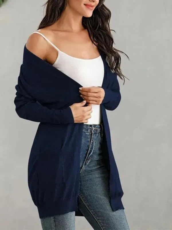 Women's Longline V-Neck Slip-On Cardigan Sweater