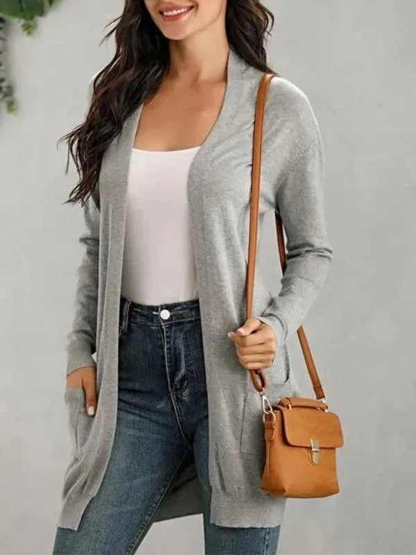 Women's Longline V-Neck Slip-On Cardigan Sweater