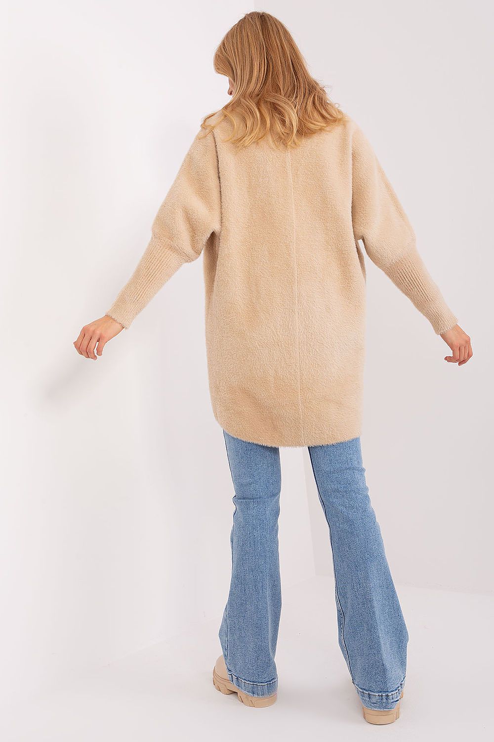 Women's Loose Beige Wool Blend Coat