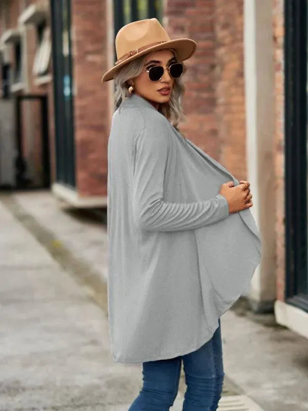 Women’s Open Front Longline Cardigan Sweater – Relaxed Fit