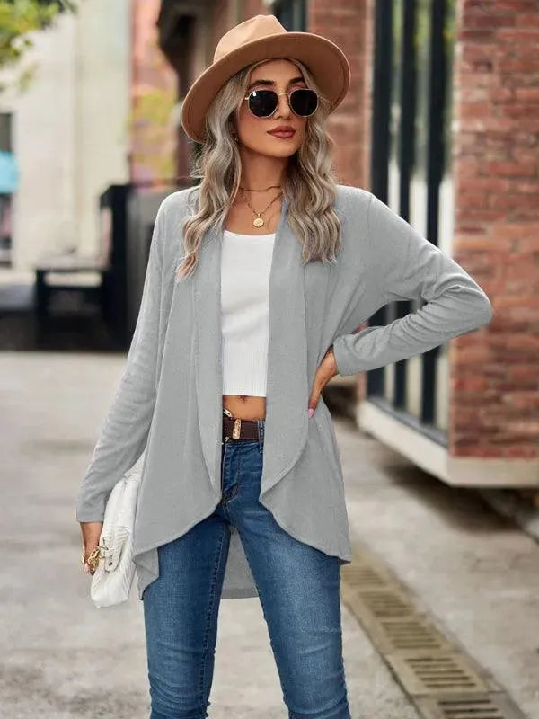 Women’s Open Front Longline Cardigan Sweater – Relaxed Fit