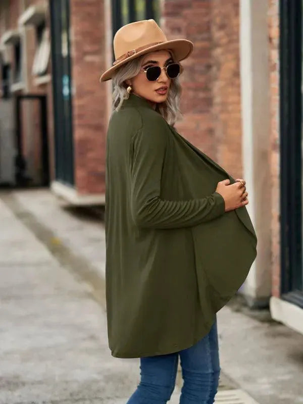 Women’s Open Front Longline Cardigan Sweater – Relaxed Fit