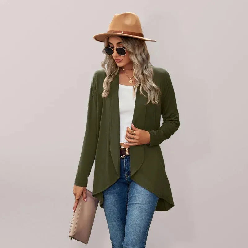 Women’s Open Front Longline Cardigan Sweater – Relaxed Fit