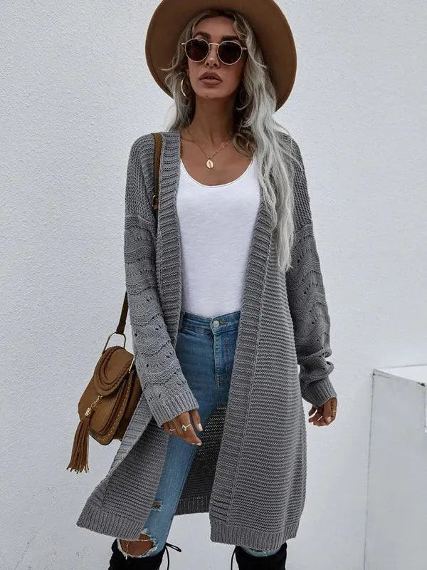 Women’s Open Knit Longline Cardigan Sweater – Lightweight