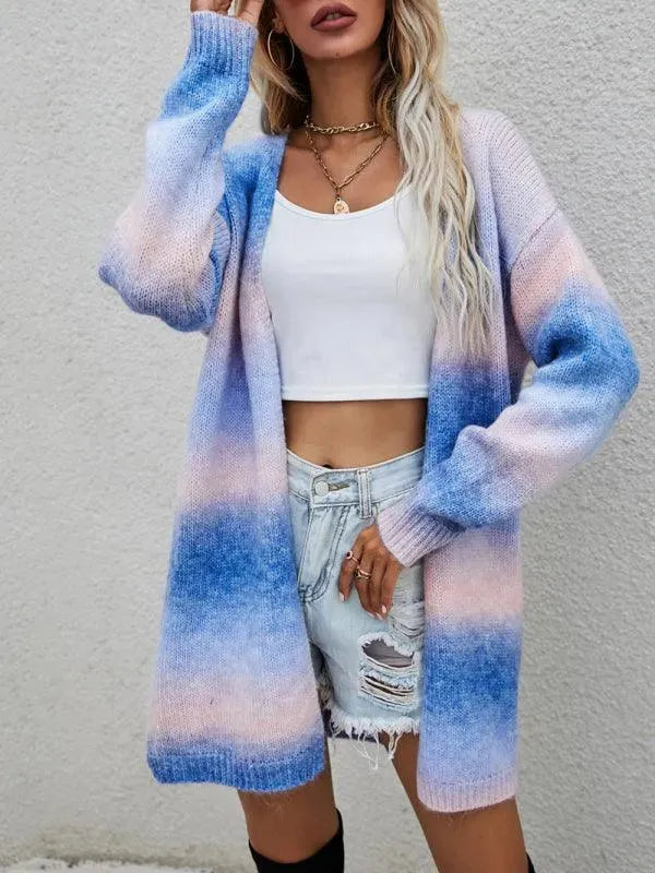 Women’s Oversized Tie-Dye Cardigan Sweater – Longline Fit