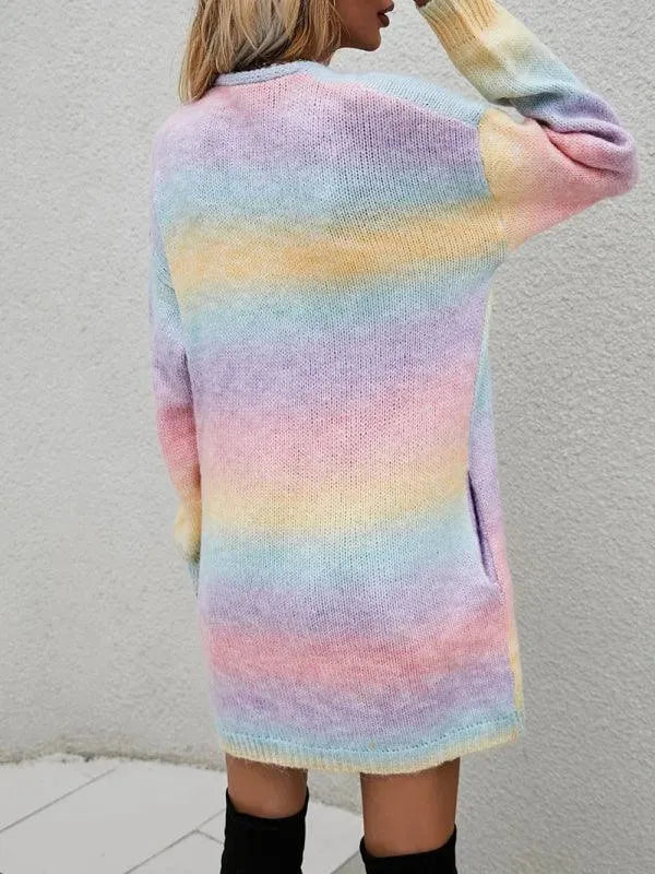 Women’s Oversized Tie-Dye Cardigan Sweater – Longline Fit