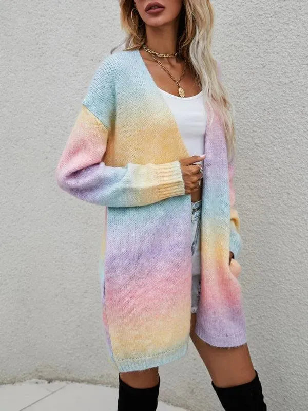 Women’s Oversized Tie-Dye Cardigan Sweater – Longline Fit