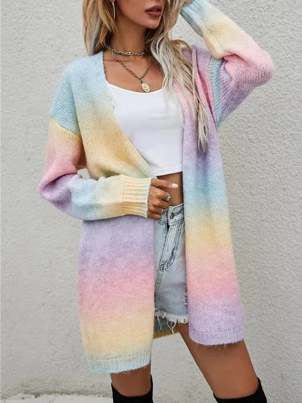 Women’s Oversized Tie-Dye Cardigan Sweater – Longline Fit