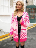 Women's Retro Diamond Longline Cardigan Sweater