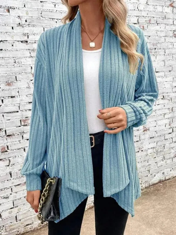 Women’s Ribbed Open Front Cardigan Sweater – Longline Slip-On