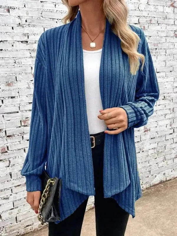 Women’s Ribbed Open Front Cardigan Sweater – Longline Slip-On